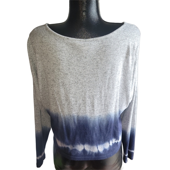 Roxy Staying True Grey and Blue Dip-Dye Long Sleeve Top M - Picture 6 of 7